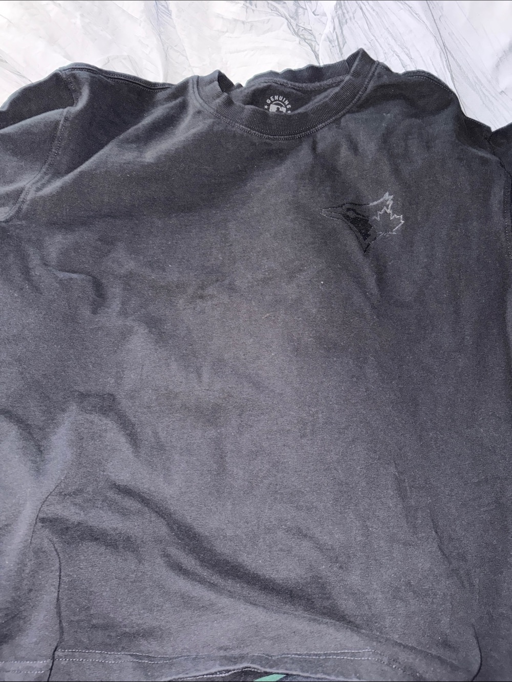 Black Long-Sleeve Crewneck Shirt with Subtle Maple Logo